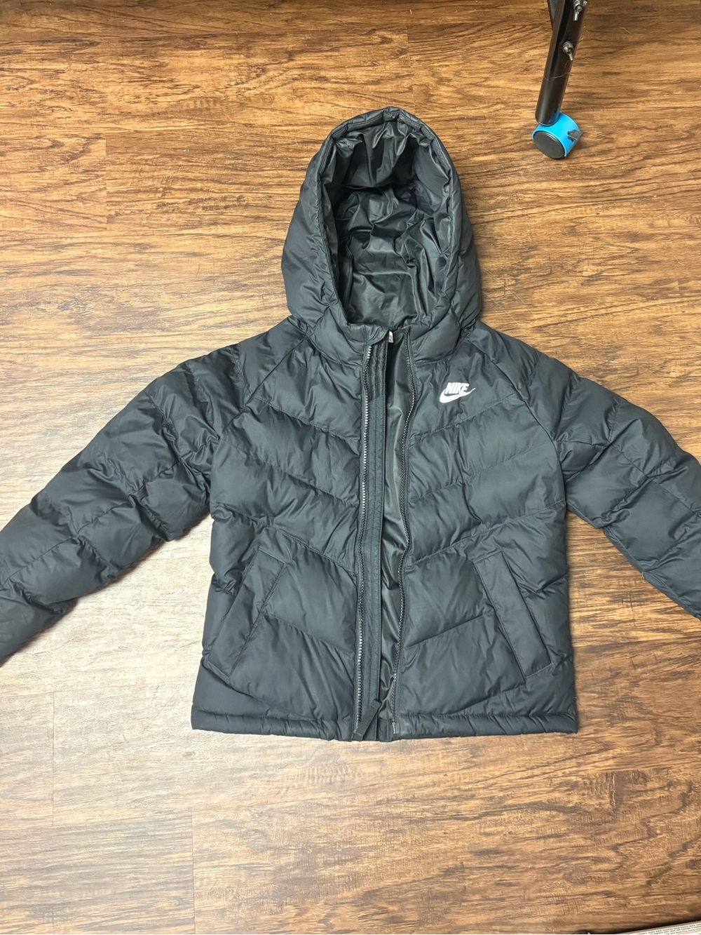 Nike Kids Black Hooded Puffer Coat
